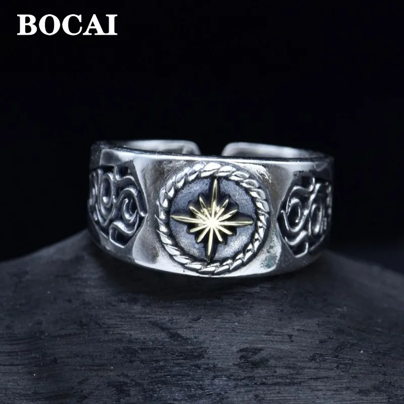 

Ювелирные изделия BOCAI Real из серебра S925 пробы, аксессуар, персонализированный и Модный рисунок в виде травы Тан, для мужчин и женщин