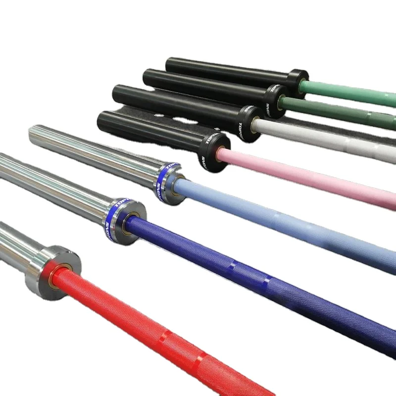 Más allá del deporte precio de fábrica OEM Cruz personalizar gimnasio levantamiento de pesas competición acero inoxidable 2,2 M barra de barra colorida