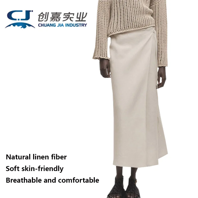 High-end Linen Spring and Summer Ladies Half Skirt French Temperament Elegant Business Long Skirt Light Luxury Women's Wear