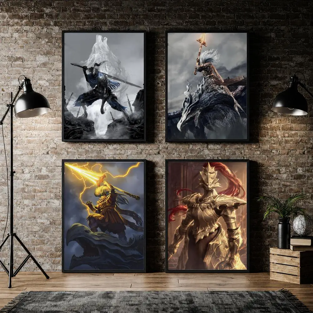 Game D-DARK S-SOULS Undead Knight Poster PVC HD Peel and Stick Modern Poster Home Office Living Room Dining Room Wall Decor