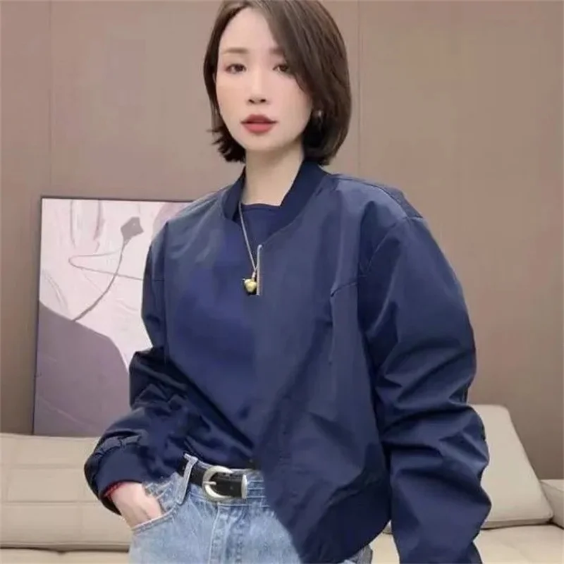 

Baseball Uniform Short Coat Women's 2025 Spring Autumn New Korean Fashion Loose Outwear Casual Joker Overcoat Ladies Tops