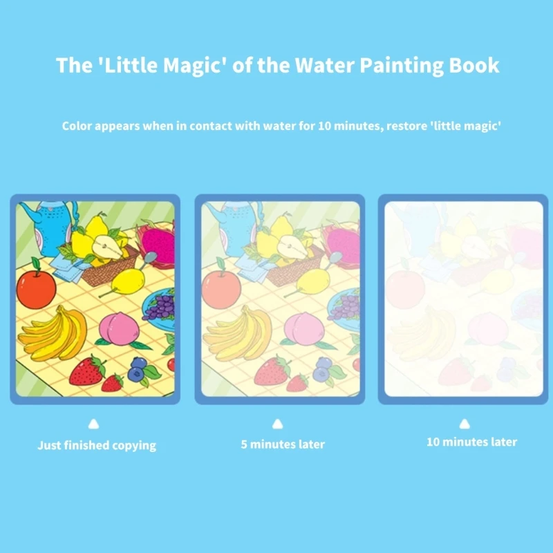 Kids Reusable Water Drawing Book Early Education Water Coloring Book Toy with Water Pen for Children Creative Fun