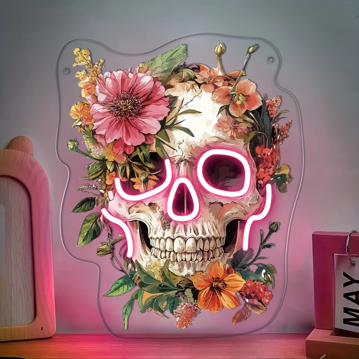 

Flower Skull Neon Light LED Neon Sign Mexican Restaurant Artwork Business Coffee Home Beer Cafe Club Party Gift for Friend