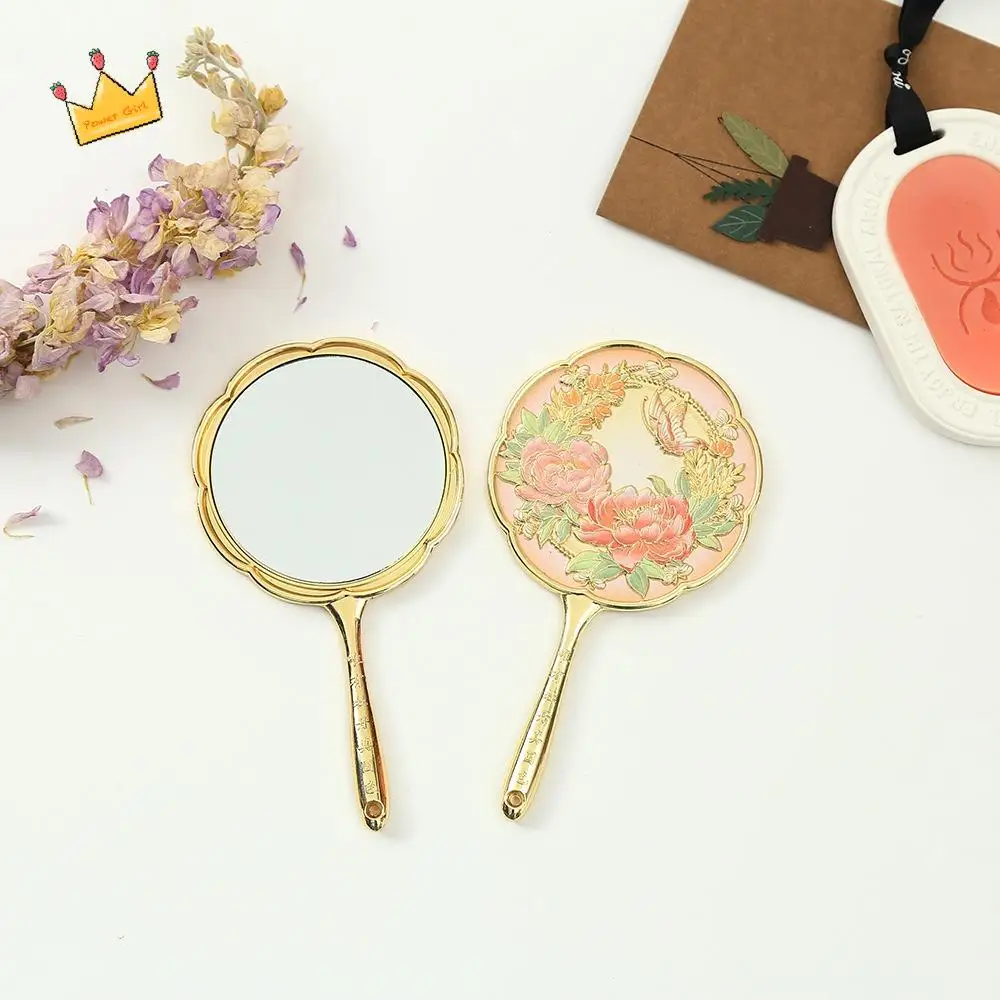 Miroir en métal de Style chinois Vintage, mignon, Portable, délicat, outils cosmétiques doux, miroir de maquillage de poche pour chambre à coucher