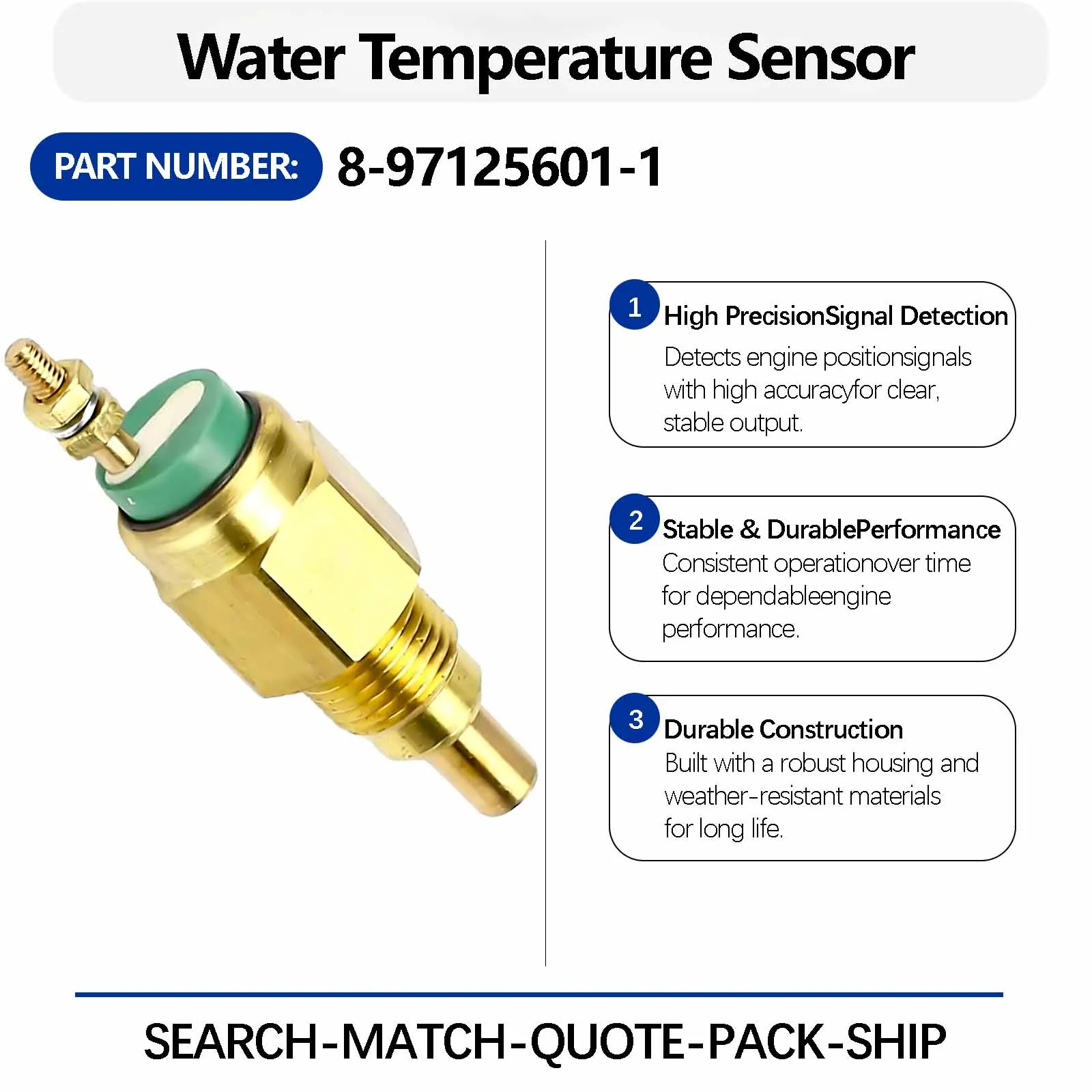Water Temperature Sensor 8-97125601-1 For Hitachi EX200-5 Crawler Excavators