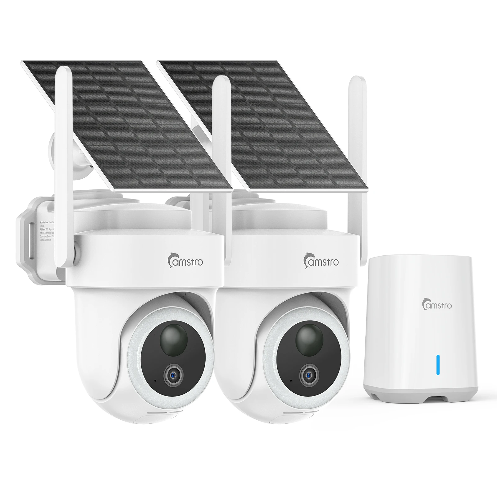 Caméras de sécurité 4K sans fil pour l'extérieur, sans abonnement, 360° °   Système de caméras de sécurité domestique PTZ, Hub domestique avec stockage local 64G, IA de reconnaissance humaine/véhicule/animal, Vision nocturne couleur, Kit 2 caméras
