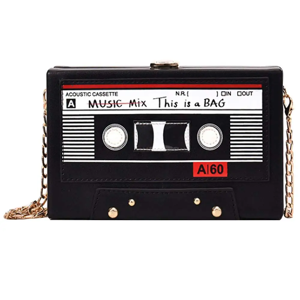 

Women Retro Radio Shape Crossbody Bag PU Leather Metal Vintage Evening Clutch Purses
