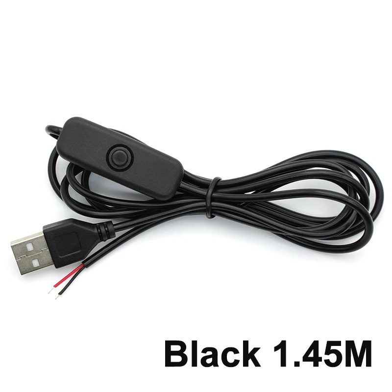 1/5/10PCS 5V Schalter Netzteil Draht USB Stecker auf 2 Core Anschluss Kabel 501 Taste ON OFF Für LED Streifen Lampe Licht DIY