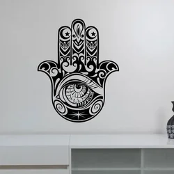 Hamsa Hand African Pattern Evil Eye Hand of Fatima Wall Sticker Vinyl Home Decor Living Room Indian Yoga Studio Dorm Decal 3856