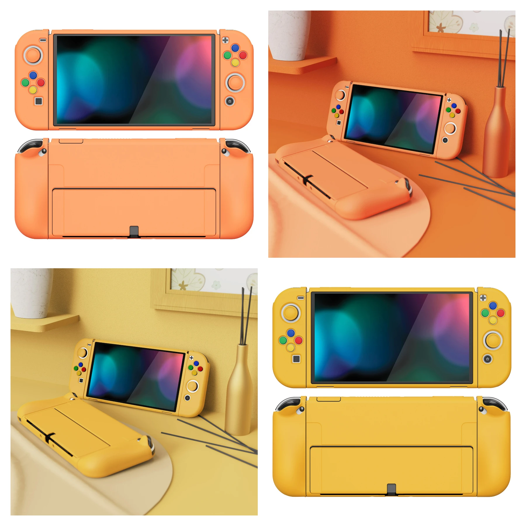 PlayVital ZealProtect Soft Protective Case Protector for Nintendo Switch OLED W/Thumb Grips & ABXY Button Caps - Single Series 2