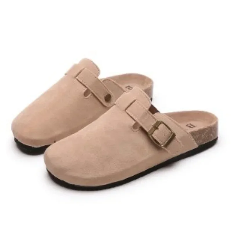 Zuecos Boston de gamuza para mujer, sandalias de plantilla de corcho con soporte de arco, sandalias de playa para amantes del aire libre, moda