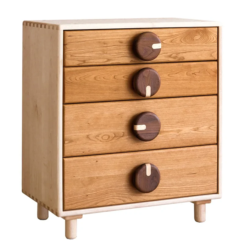 Pure solid wood children's five-bucket storage button cabinet, drawer environmentally friendly  furniture