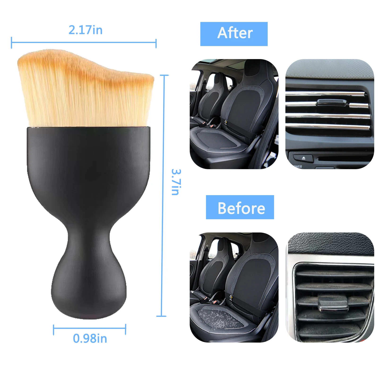 4PCS Car Interior Cleaning Fiber Wool Brush Instrument Panel Air Conditioner Center Console Crevice Vent Cleaner Dust Remove