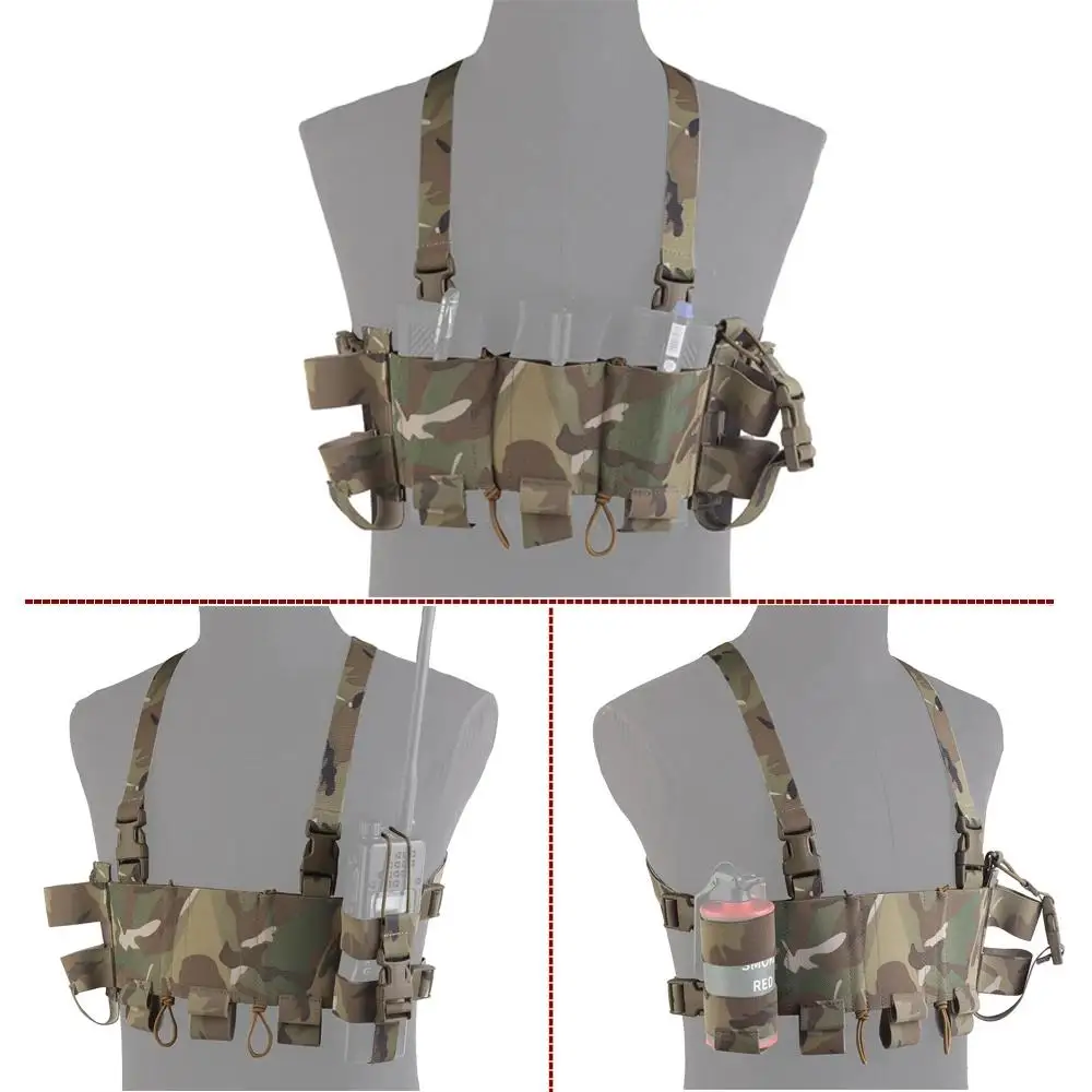 Tactical Chest Rig Lightweight WG Minimalistic Low Visibility Security Multi-mission Militar with Double-layer Triple Mag Pouch