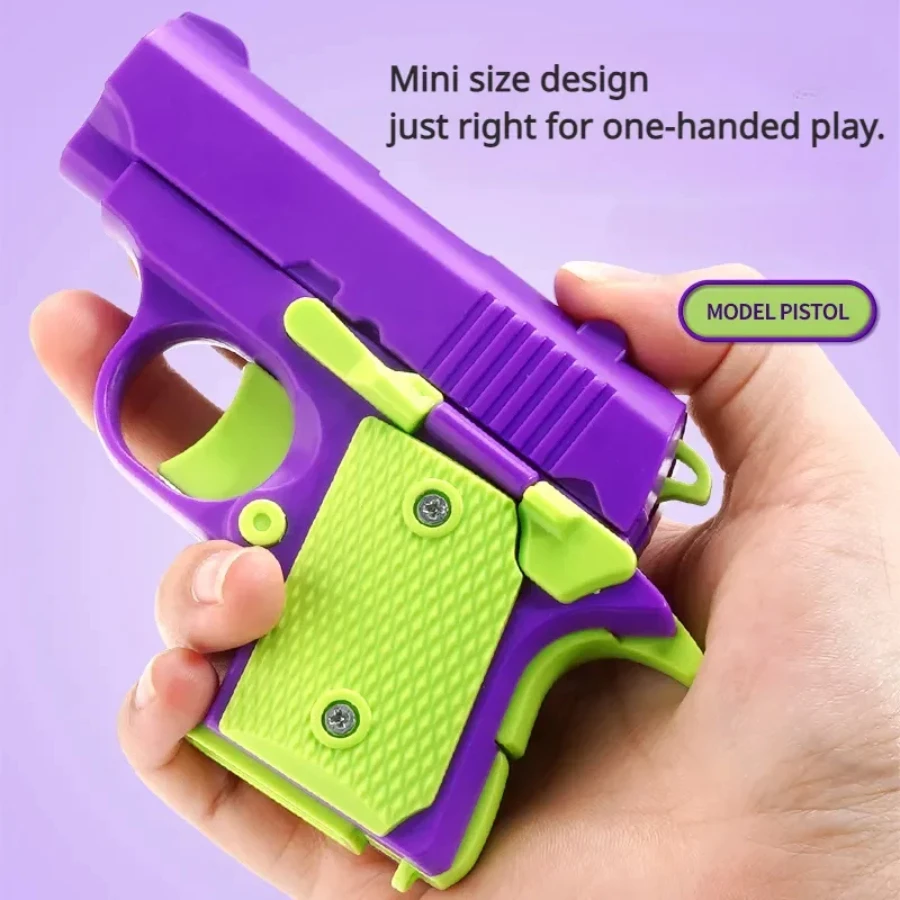 

3D Printed Model Gravity Straight Jump Mini Toy Carrot Gun Non-firing Bullet Radish Toy Gun Kid Stress Relief Toy Christmas Gift