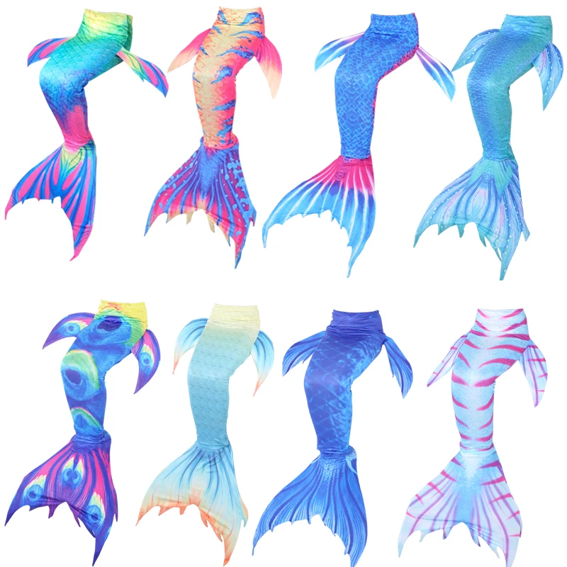 3-13 Years Old Girls The Little Mermaid Tails Children Memaid Swimsuit Kids Mermaid Tail for Swimming with Garland Nacklace