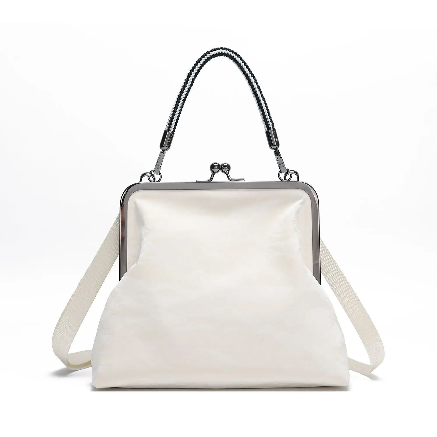 

Новая модная ручная женская сумка с металлическим каркасом и пряжкой большой вместимости, простая и универсальная сумка с диагональным крестом на одно плечо