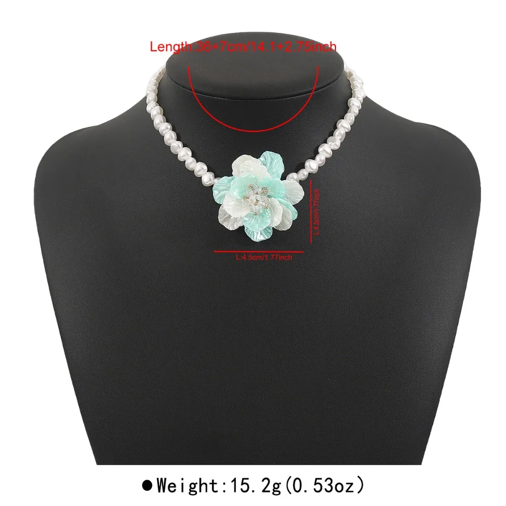 

Elegant Camellia Flower Necklace Romantic Pearl Imitation Pearl Necklace Choker Style Camellia Flower French Retro Necklace