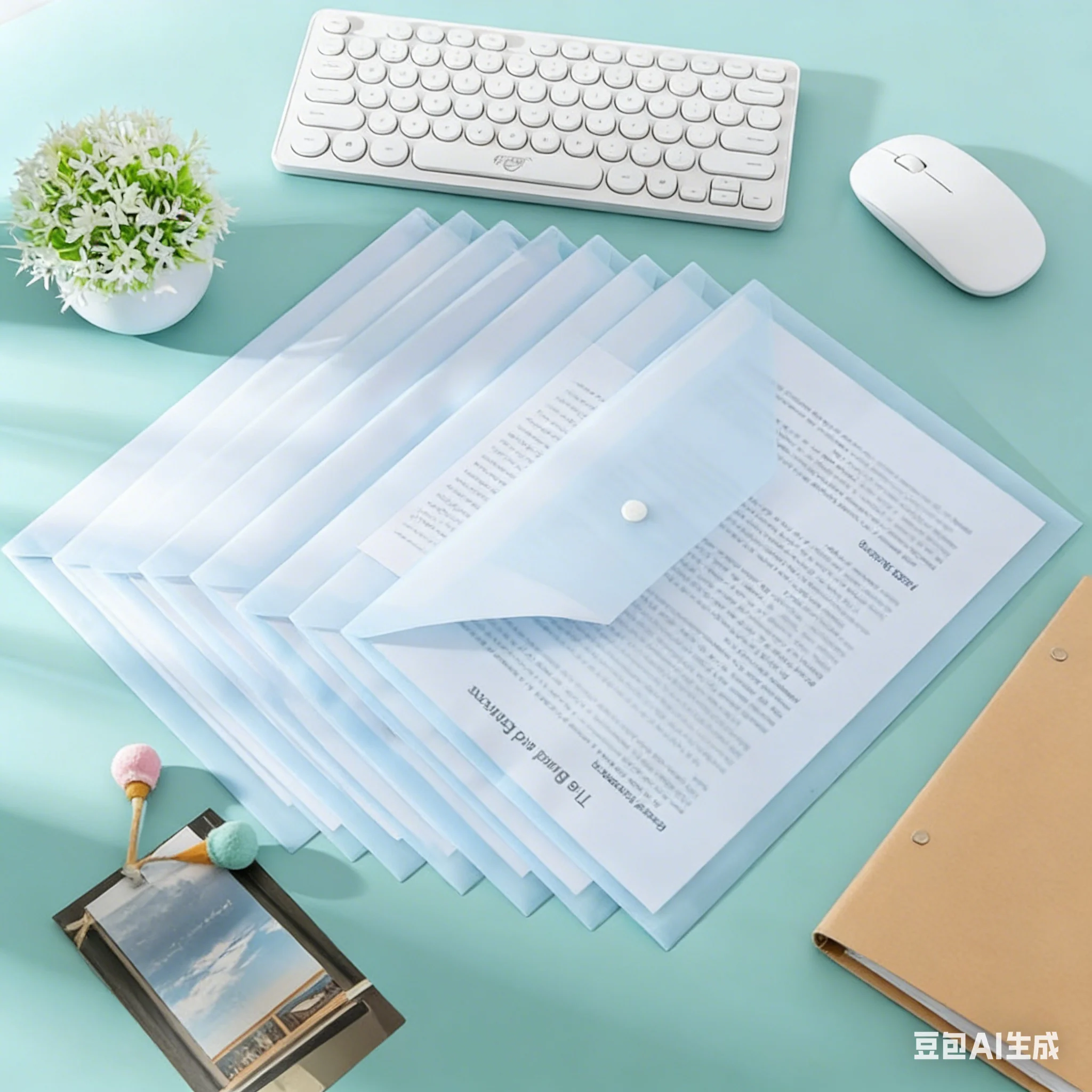 5PCS A4 Snap Plastic File Folder - Waterproof PP Document Bag for Materials & Test Paper Storage