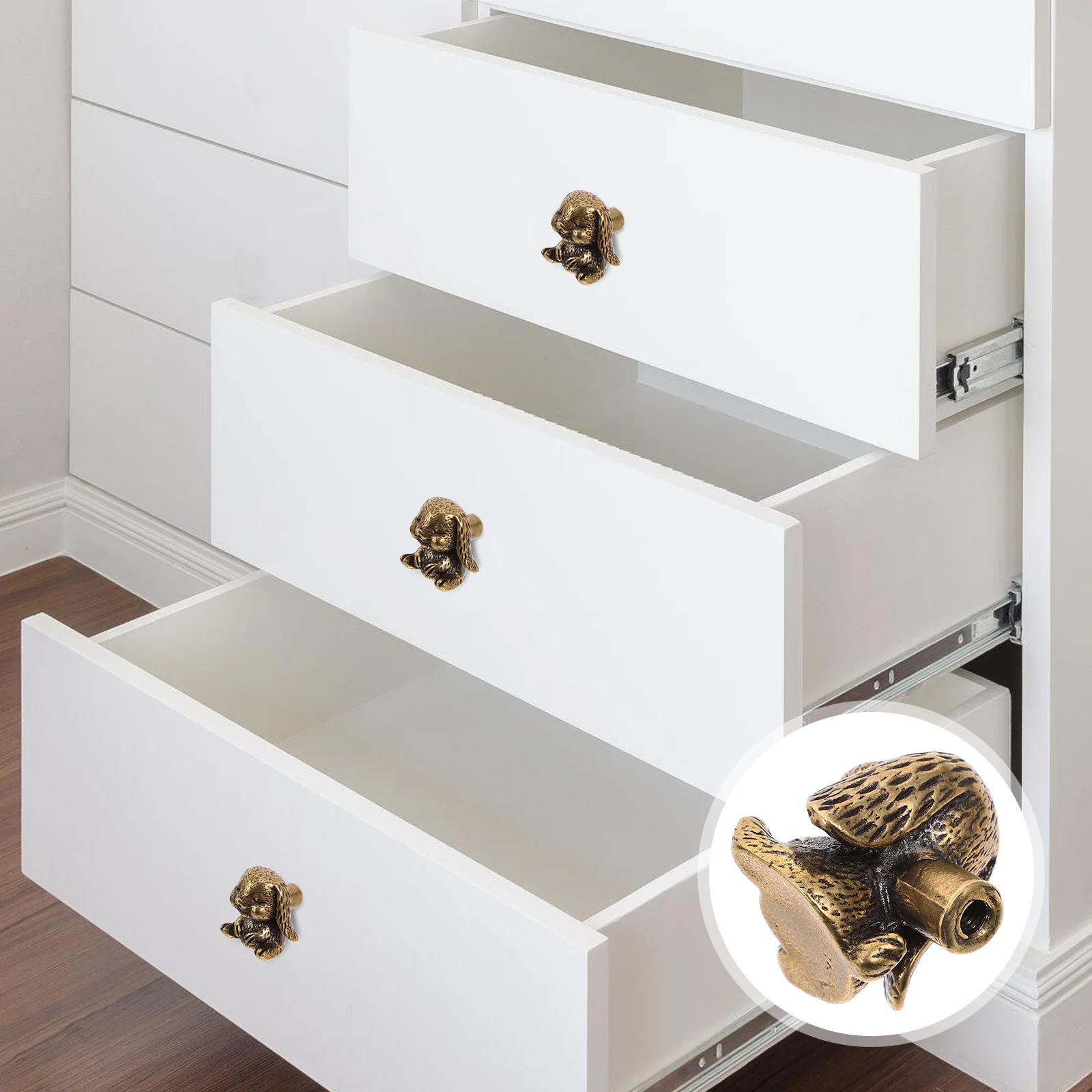 

Brass Rabbit Knob Drooping Ear Design Drawer Pull Handle Cabinet Accessory Wardrobe Door Pull Small Cabinet Knob