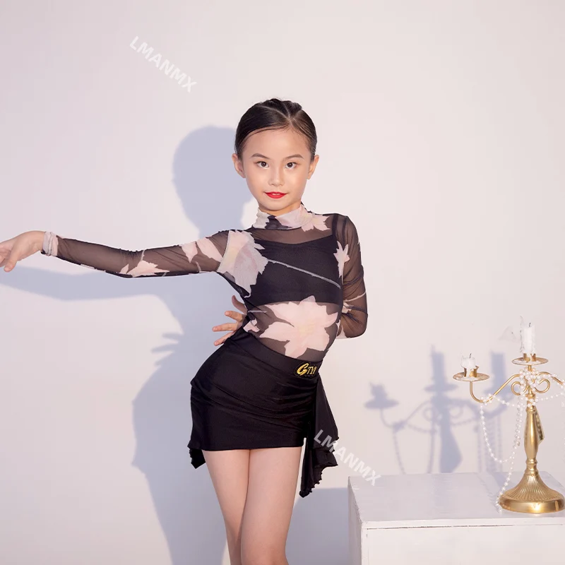 

Advanced Latin Dance Dress 2024 New Autumn/Winter Daughter's Printed Practice Competition Dance Set
