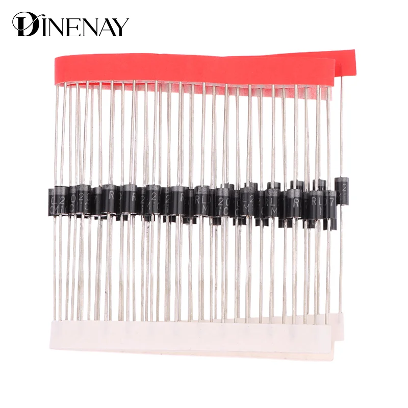 50Pcs Completely New Schottky Rectifier Diodes RL207 2A 1000V DO-15 Direct Insertion Rectifier Diodes