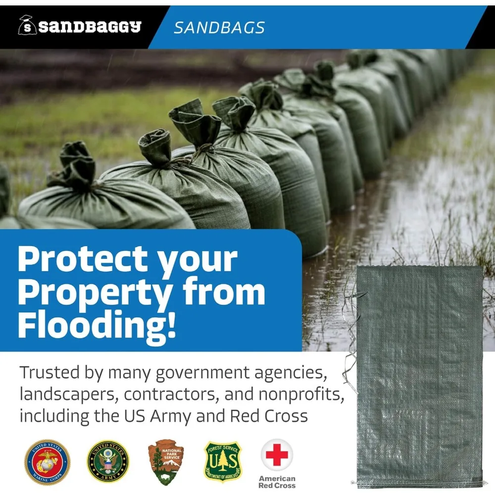 Heavy Duty Empty Sandbags For Flooding - Poly Sand Bags - Flood Barrier, Weight, Construction, Earth Bag Homes - UV Resistant