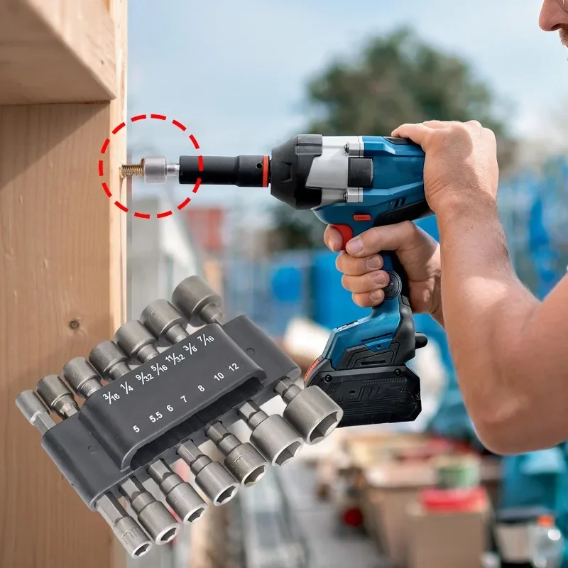 Hex Sockets Sleeve Wrench Nozzles Nut Driver Set Screwdriver Drill Bits Hex Shank Electric Screwdriver Tool Socket Extension Rod