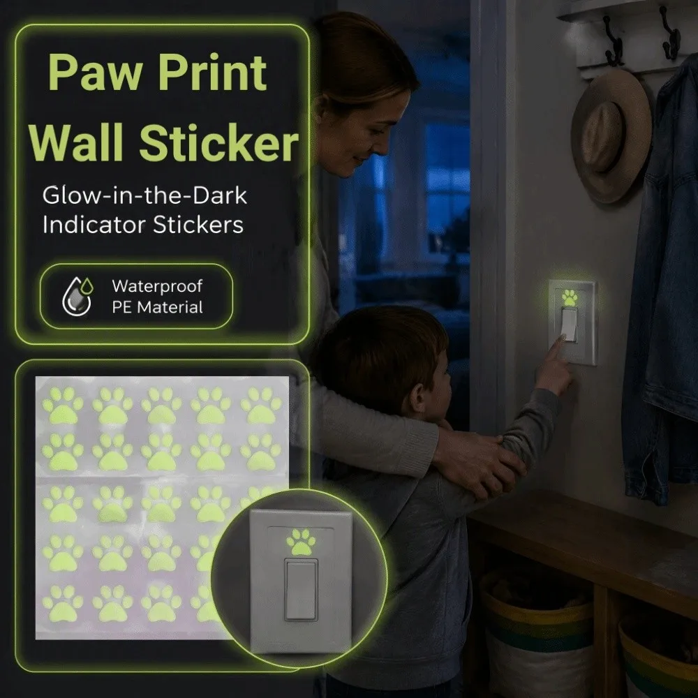 10/20Pcs Creative Fluorescent Paw Wall Sticker Glow-in-the-Dark Self-adhesive Luminous Wallpaper Waterproof DIY