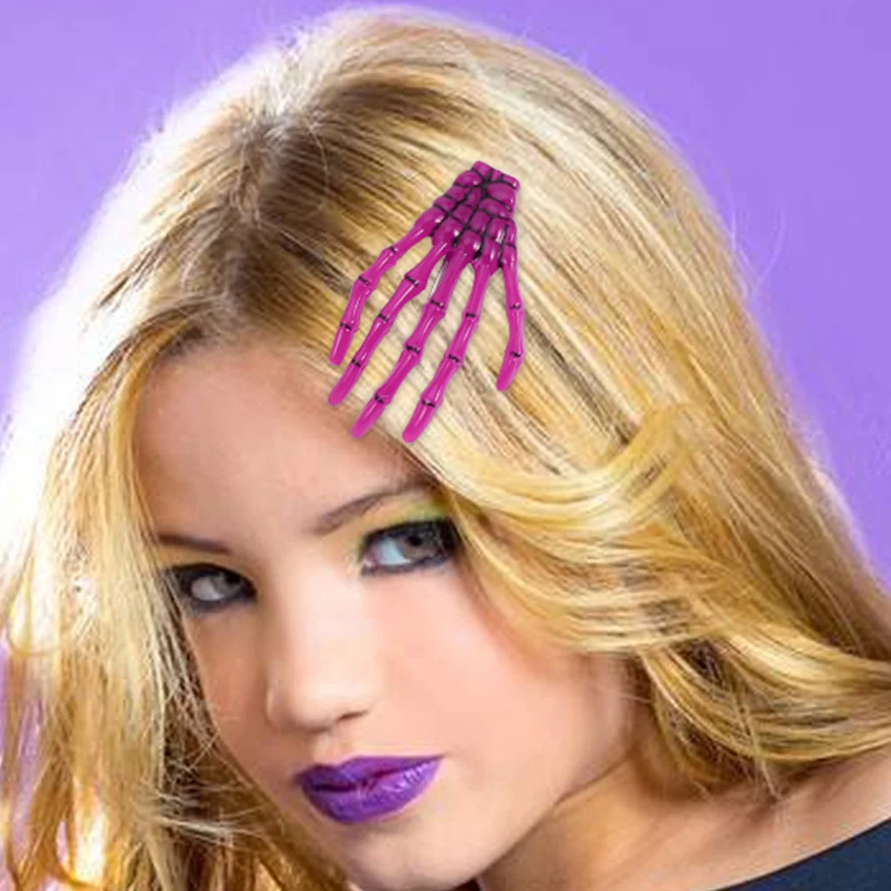 

12pcs H Hair Clips Glow in Dark Plastic Claw Skull Goth Accessories Halloween Barrettes for Women cosplay gothic punk