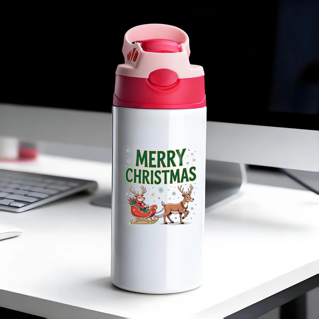 

304 Stainless Steel Insulated Cup Cartoon Santa Claus Straw Cup Kids Creative Water Bottle Heat Retention Cold Retention Chri