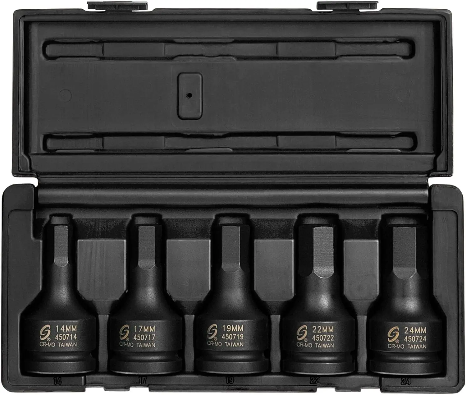 

3/4 Inch Drive Impact Hex Driver Set, 5-Piece Metric (14mm-24mm), Cr-Mo Steel with Storage Case