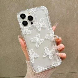 Cartoon White Butterfly Phone Case for Oppo A60 A98 A78 A38 A57 A76 A17 A55 A74 A94 A54 A16 A15 A93 A92 4G 5G Clear Back Cover