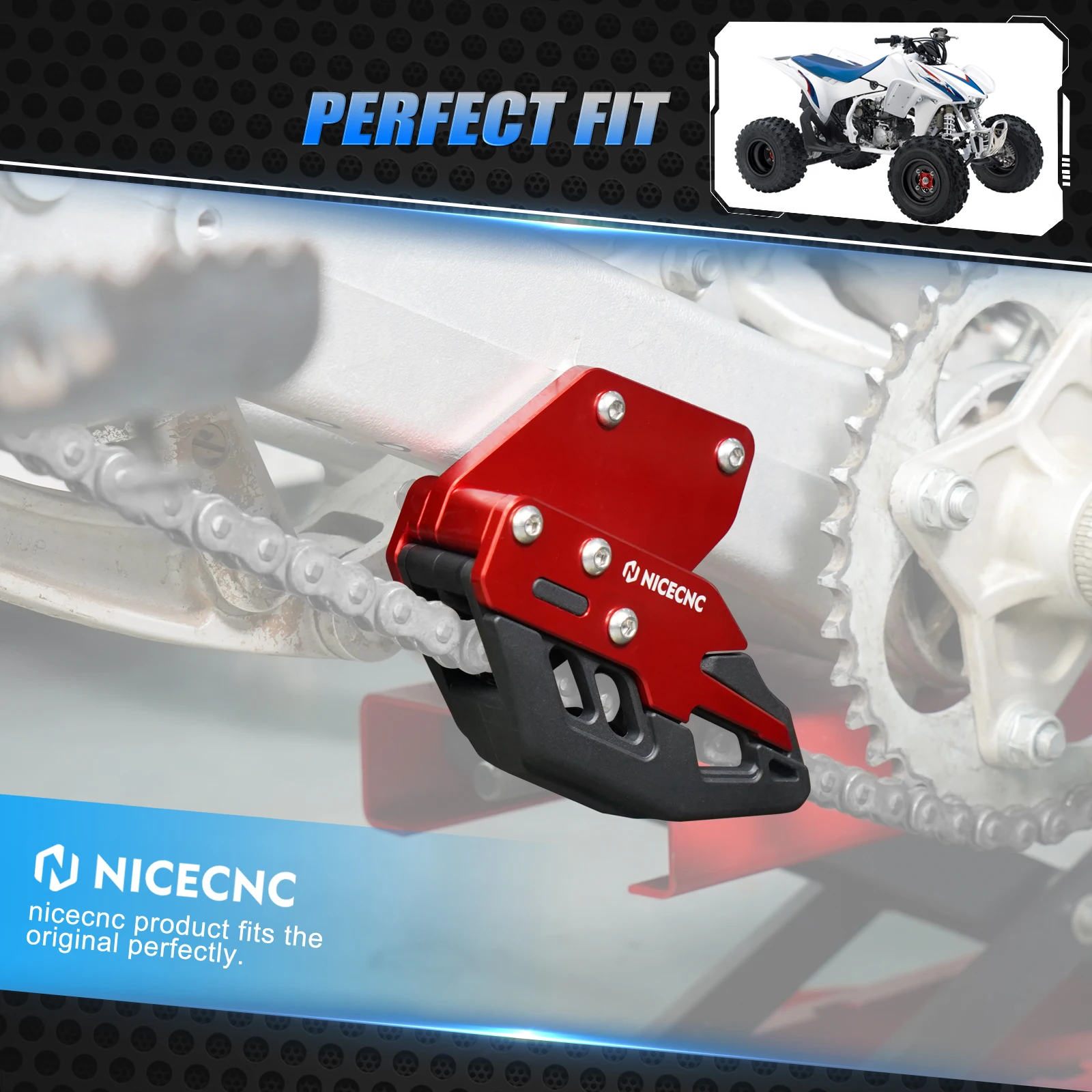 NICECNC Für Honda TRX450R 2006-2009 TRX ATV Hinterer Schwingarm Kettenführungsschutz TRX450ER 2006-2014 Geräuschreduzierung – Detail 17