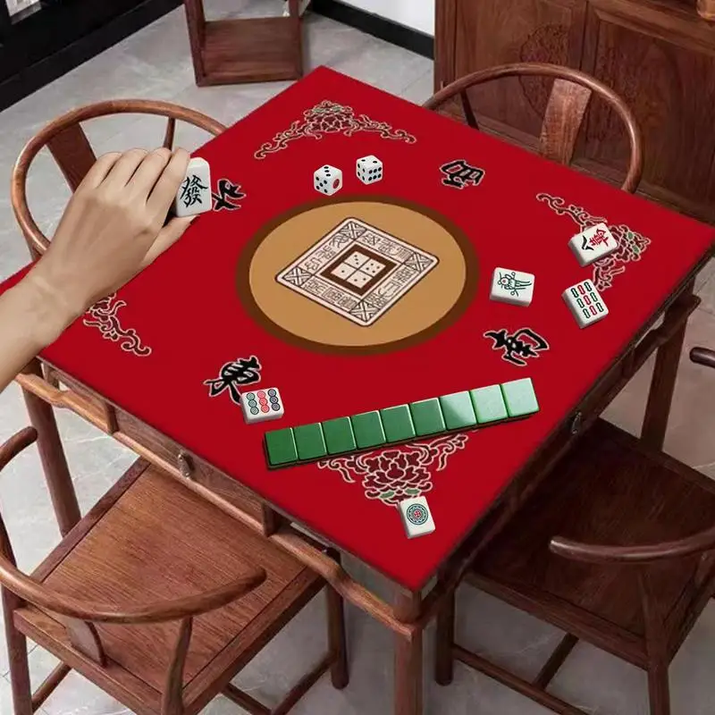 Mahjong Table Mat Anti-Slip Thickened Mahjong Table Cover 80x80cm Mahjong Pad Square Party Game Mat for Mahjong, Poker, Cards