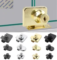 Cerradura de vidrio para gabinete sin perforaciones, de zinc, con perilla integrada, para vitrina, 4 Uds.