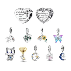 925 Silver Plated Love Heart Animal Sunflower Cake Diy Charms Beads Fit Make of Bracelets Necklace Fashion Jewelry Gift