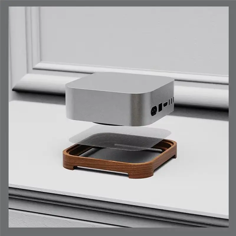 Delicate Texture-For Mac Mini / Pro Dust Docking Station Host Bracket Wood Stand Heightened Dustproof Design PC Access