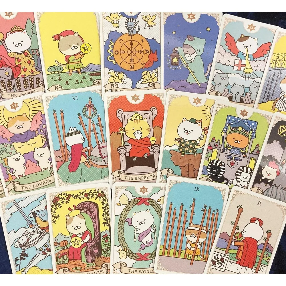 97 x 63 mm Potenko Tarot 78 Cute Cat Tarot Cards Adorable Deck for Beginners Portable Size