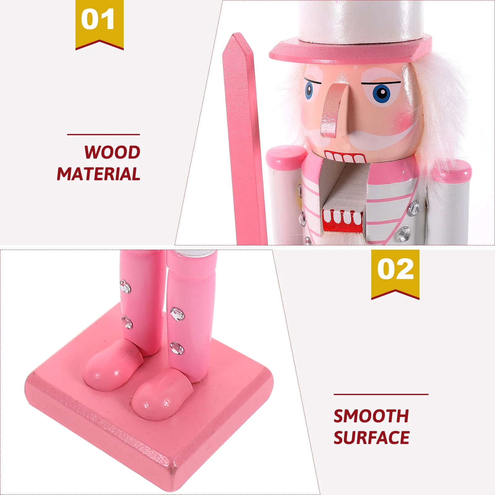 

Christmas Wooden Nutcracker Puppet Hand Painted Soldier Design Decoration for Tabletop Desktop Window Shelf Holiday Home Party