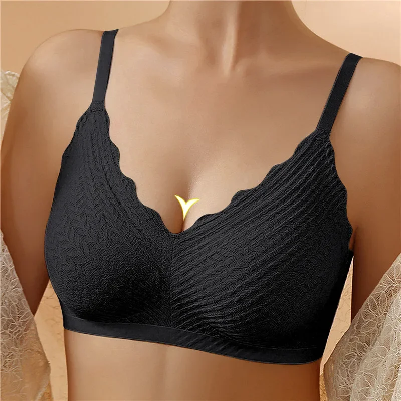 Woman Summer Laser Cut Seamless Wireless Push Up Bra Basic Crop Top Por Mayor Padded Women Brassier Ice Silk Seamless Bra