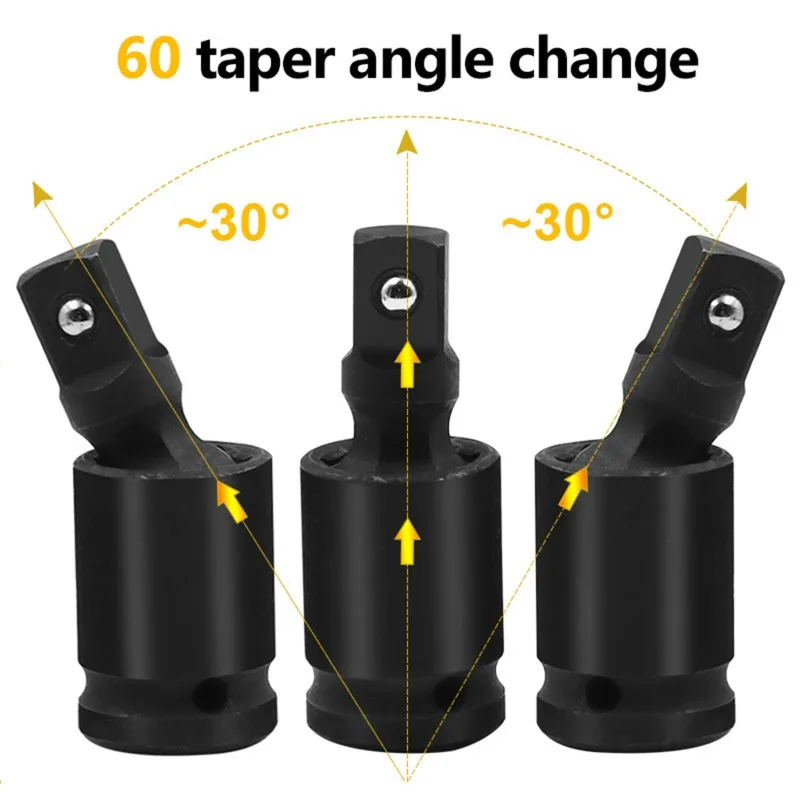 1/3PCS 360 Degree Swivel Knuckle Joint Air Impact Socket Adapter Wobble Retractable for Pneumatic Wrench Tool 1/2 3/8 1/4 Inch