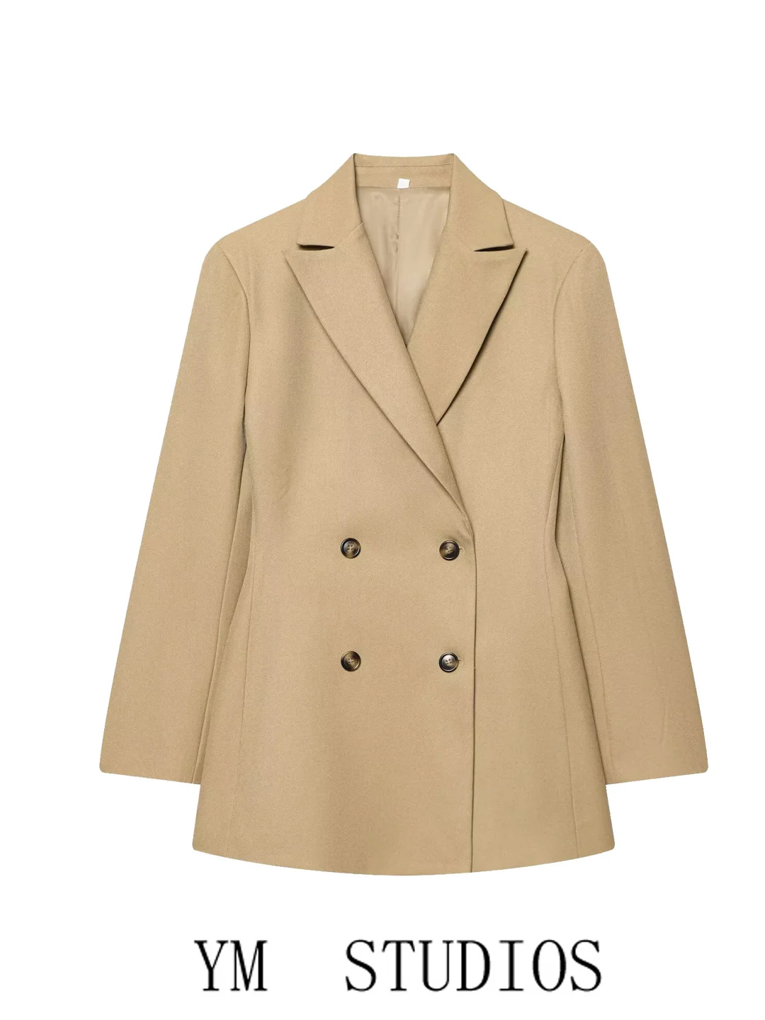Slim Fit Double Breasted Khaki Color Women's Suit Jacket Business Style Formal Western Clothes Autumn Season Fashion Design