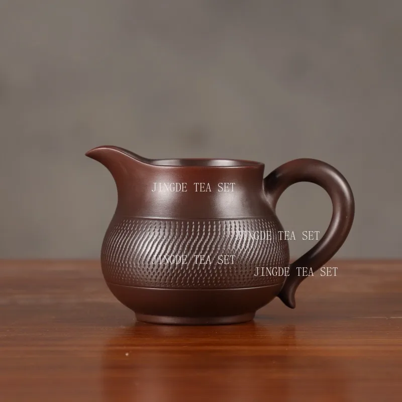 Large Capacity Purple Ceramic Fair Cup Jumping Knife Pattern Tea Sea Purple Pottery Teaset Tea Dispenser Filter Tea Cup