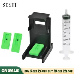 Universal DIY CISS Ink Cartridge Clips With 10ML Syringe Kits For Canon HP Printer Clamp Absorption Clip Pumping Ink Refill Tool