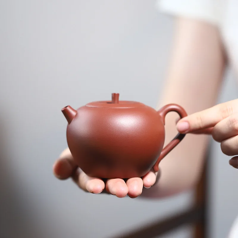 Creative Cute Yuzhahu Red Skin Dragon Apple Teapot Yixing Purple Clay Pot Tea Brewing Kettle marked true yixing zisha