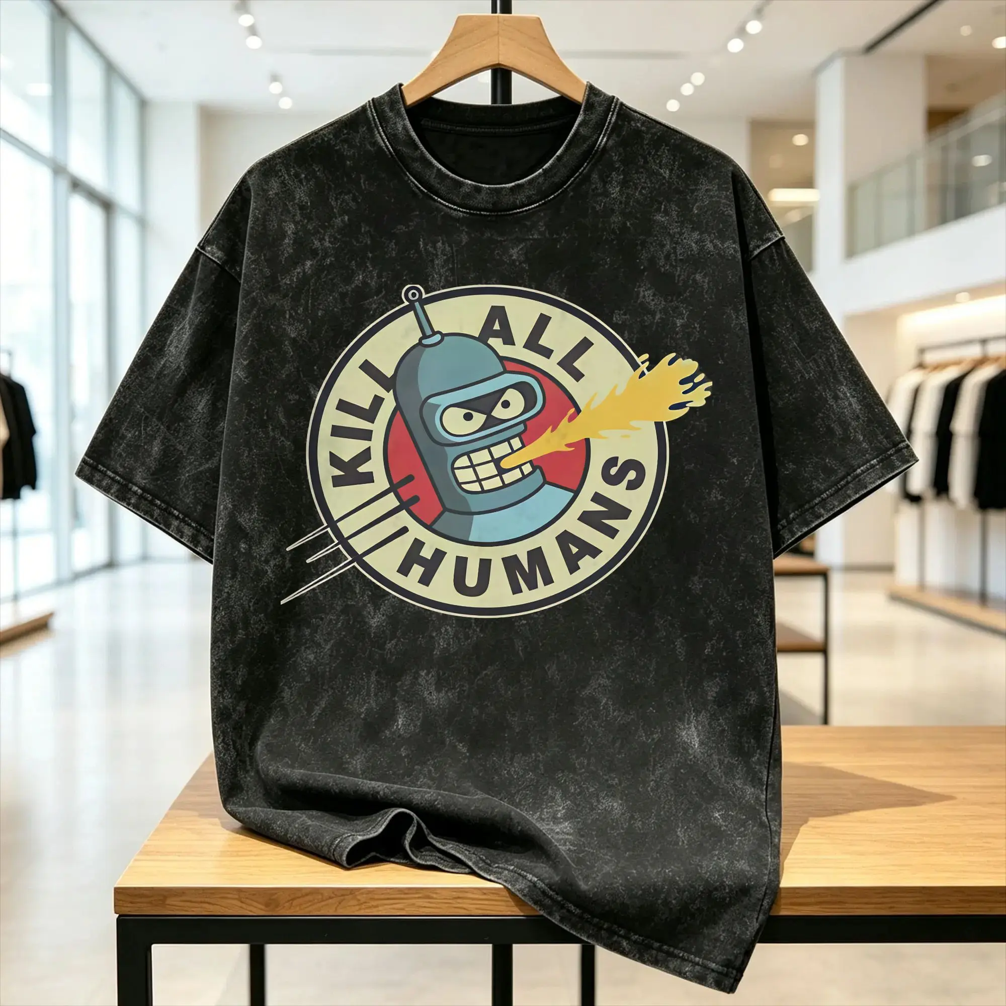 Futuramas Cartoon Comic Washed T Shirt Men  Aesthetic Casual T-Shirts Beach Round Neck Fashion Tees Print Oversized Clothing