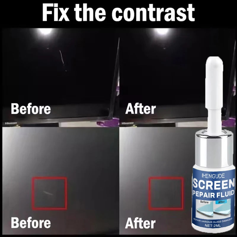 Glass Repair Liquid (Special Type for Cracked Screens) - Instantly Rejuvenates the Screen, Comes with a Tool Kit - Strong Adhesive, Suitable for Scratched and Cracked Phone Glass, Seamless Repair - Suitable for Phone Screens, Tablet Glass, Watch Mirrors, and Digital Displays - Easy to Use, Dries Instantly Upon Application
