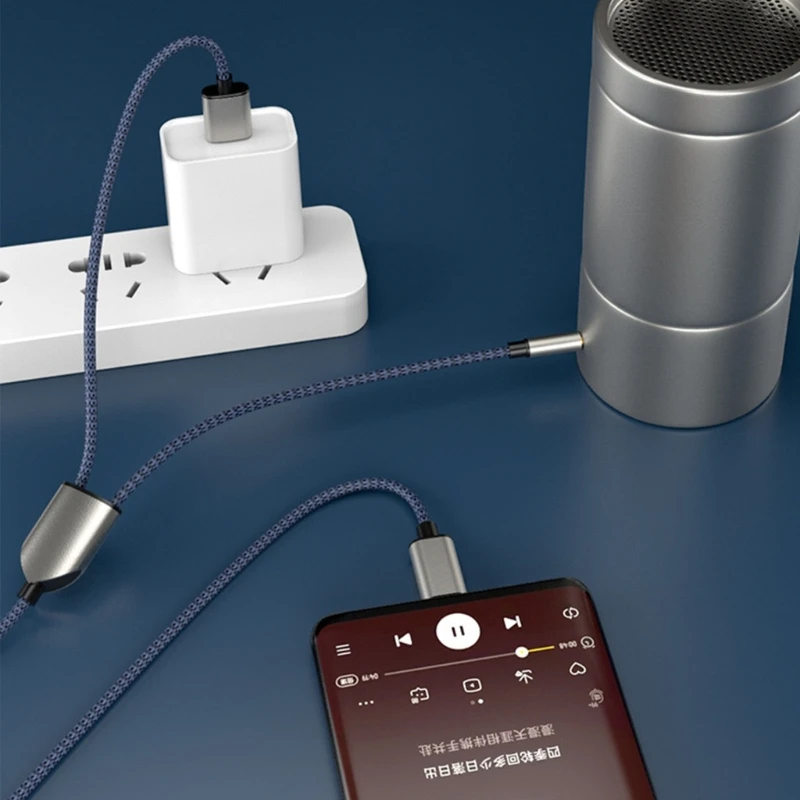 2-w-1 type-c samochodowy sprzęt Audio kabel kabel do ładowania USB 1 Split 2 typ C na USB A 3.5mm przewód AUX HiFi dźwięk dla głośników/słuchawek — zdjęcie produktu 3