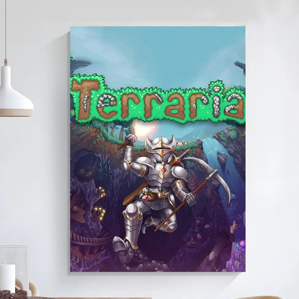 Game T-Terraria Poster Art Self-adhesive Art Small Poster HD Quality Poster Wall Art Painting Study Wall Decoration